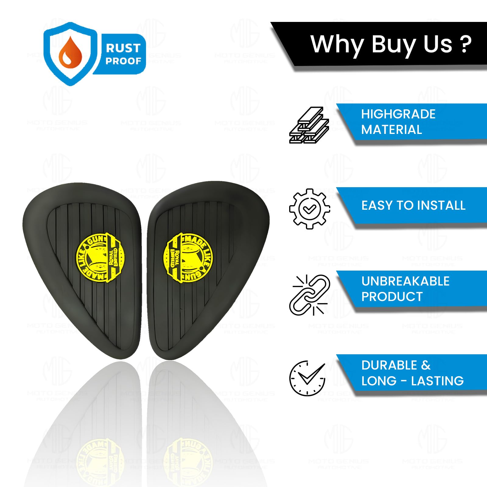 MOTO GENIUS Silicone Tank Pads for RE Interceptor | Premium Tank Protection Pads |Anti-Slip and Scratch-Resistant Design |Stylish and Durable (Pack of 2)