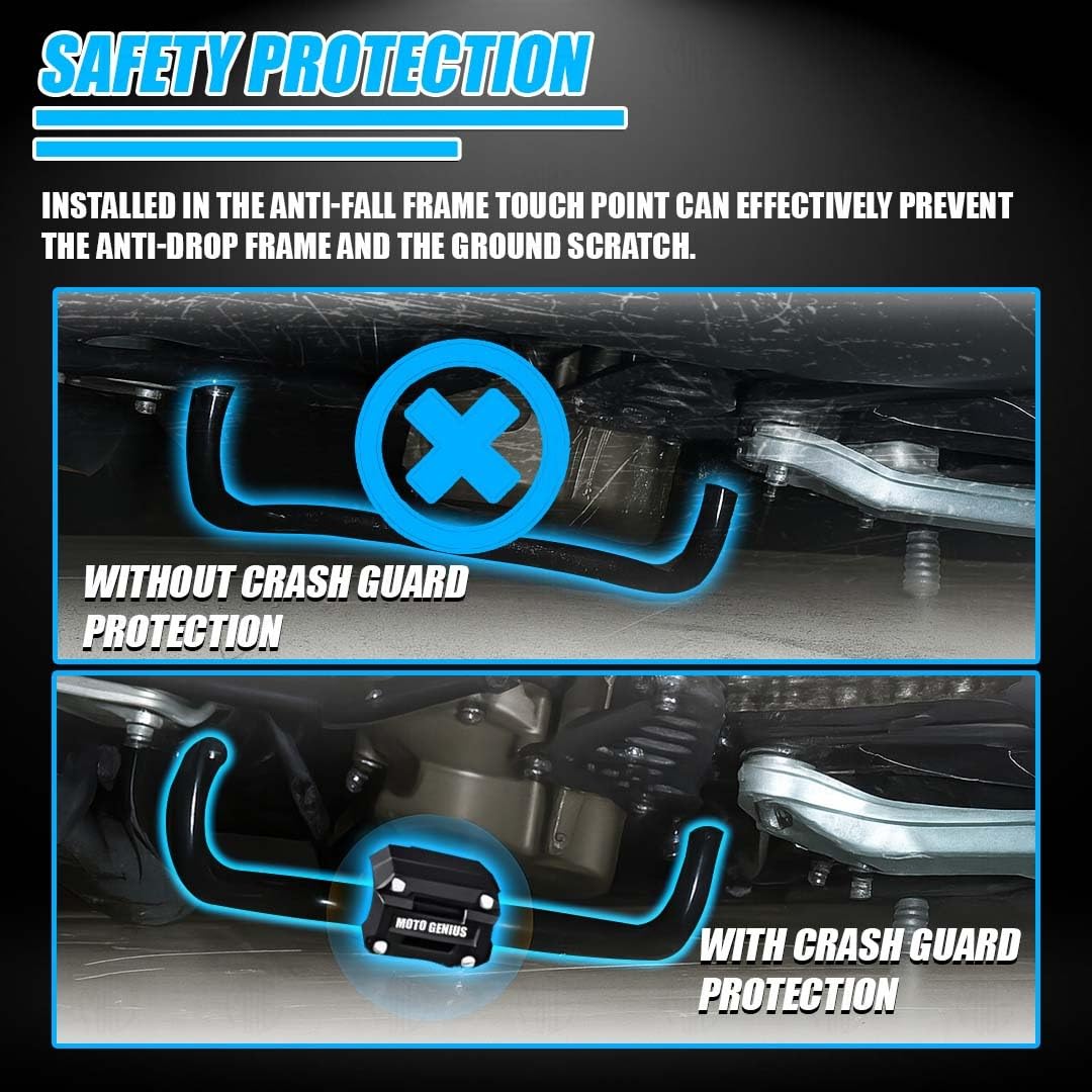 MOTO GENIUS Universal Motorcycle Engine Crash Guard Sliders | Lightweight Plastic Anti-Drop Protector for Crash Guard | Fits Most Motorbike Models (Pack of 2)