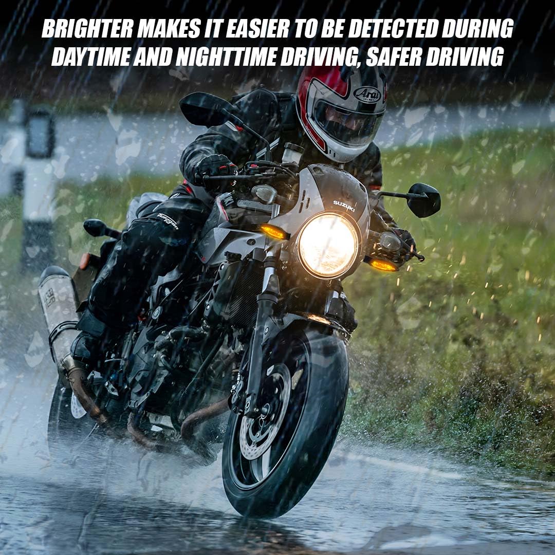 MOTO GENIUS KTM Waterproof Flexible Unbreakable Premium Silicone Rubber LED Indicator Light | High Brightness Universal Fit for All Bikes (4 Pieces)