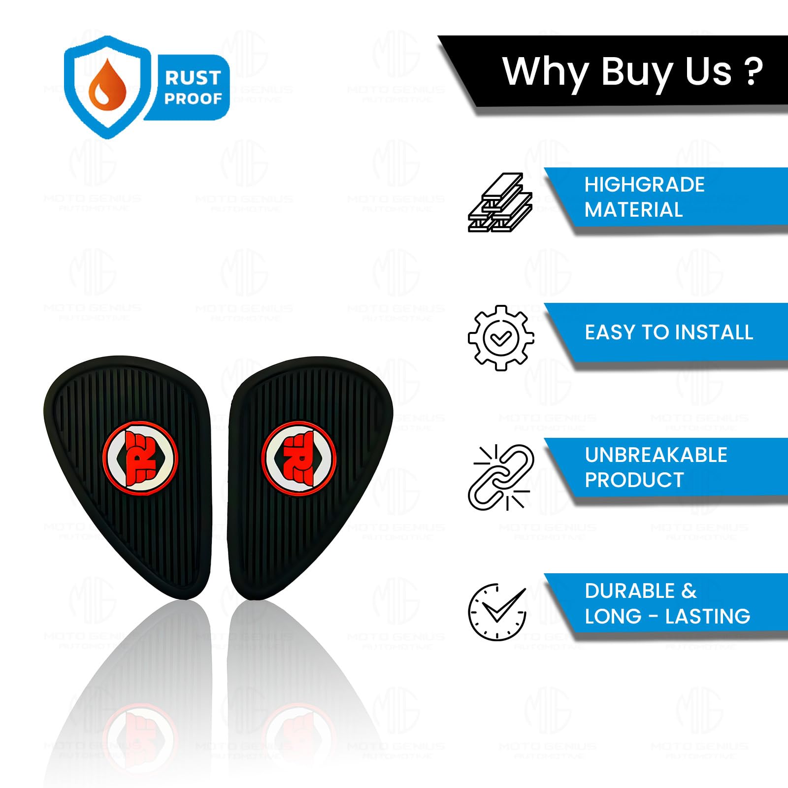 MOTO GENIUS Silicone Tank Pads for RE Interceptor | Premium Tank Protection Pads |Anti-Slip and Scratch-Resistant Design |Stylish and Durable (Pack of 2)