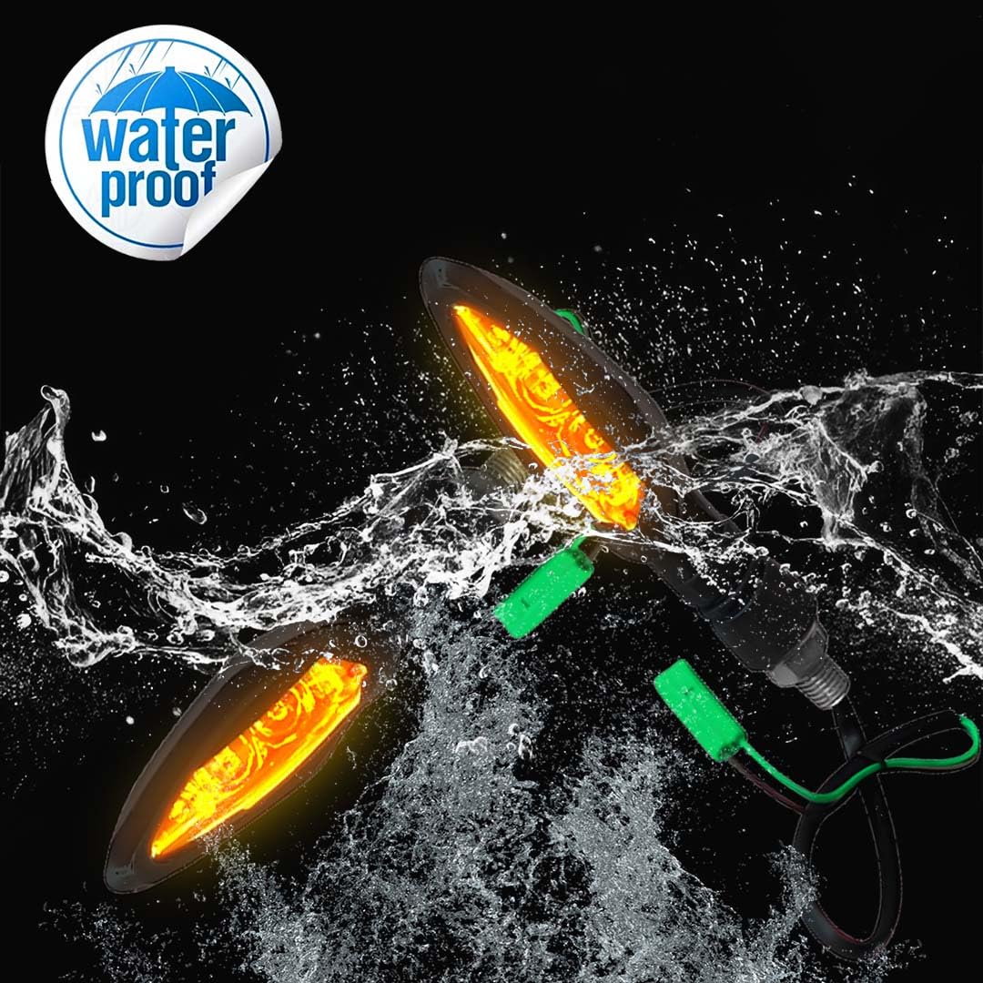 MOTO GENIUS KTM Waterproof Flexible Unbreakable Premium Silicone Rubber LED Indicator Light - High Brightness Universal Fit for All Bikes (2 Pieces)