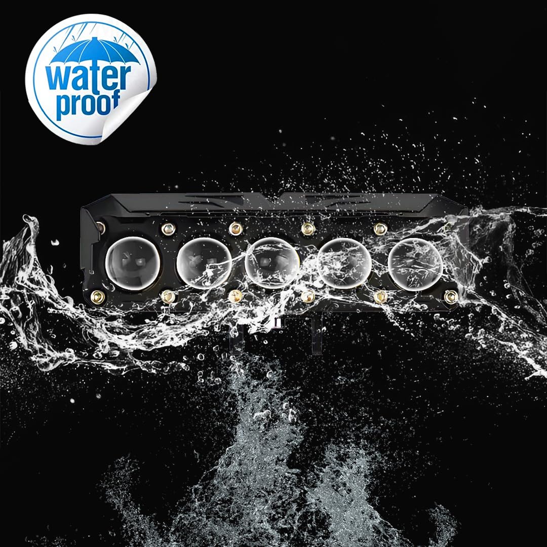 MOTO GENIUS Super Bright 5 LED Fog Light | Dual Mode Yellow & White Changing Light, High Low Beam, Aluminum Body, Universal Fit for Motorcycle & Car