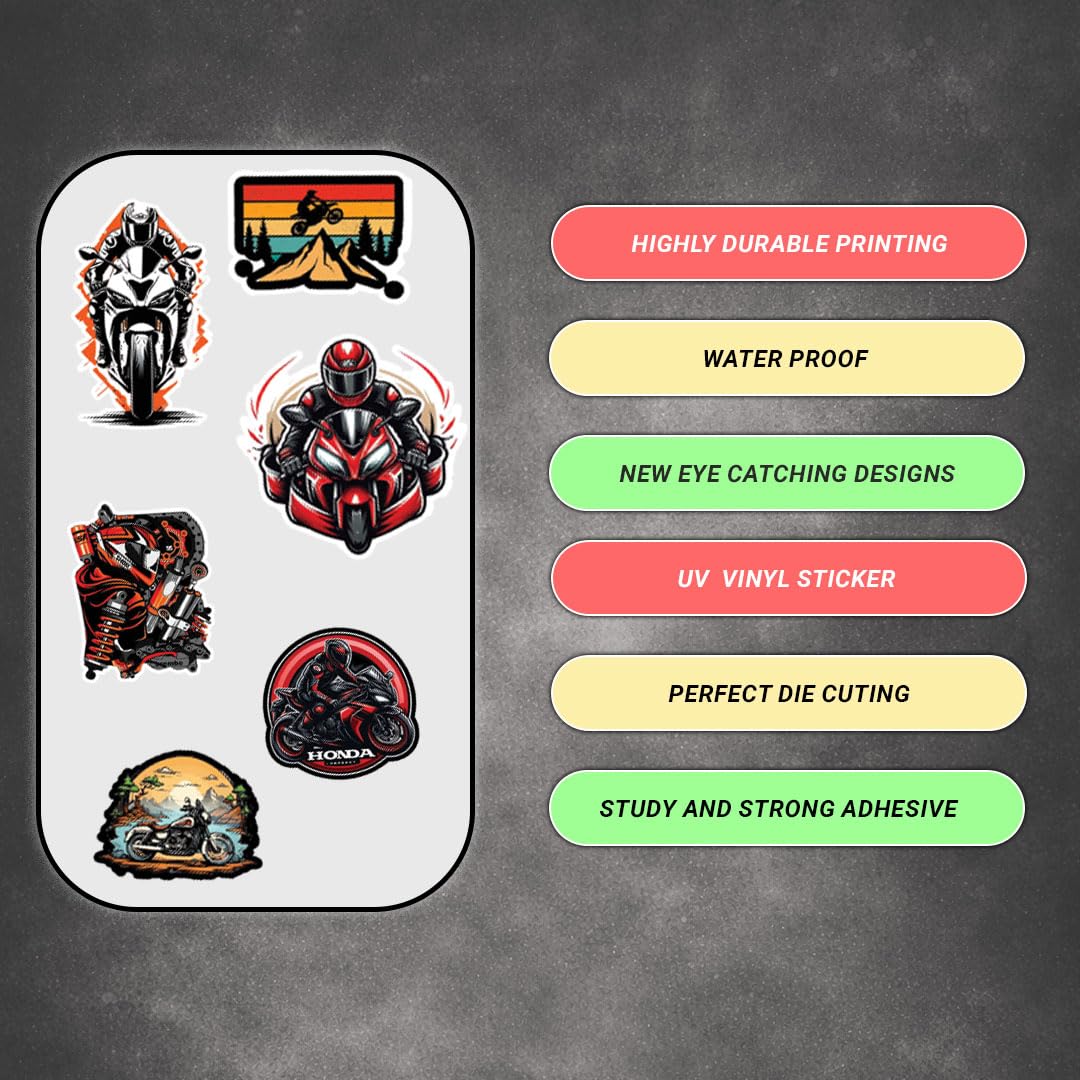 Racing Bike 3D Vinyl Stickers | Waterproof, Fade-Proof, Self-Adhesive Decals for Helmet, Bike, Car, Laptop & Mobile | Sports Bike Graphic Stickers (BIKE6-9PC)