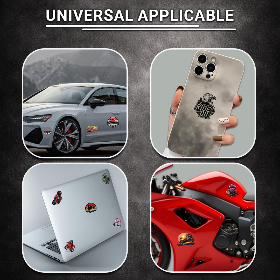 Car & Bike 3D Vinyl Stickers | Waterproof, Fade-Proof, Self-Adhesive Decals for Helmet, Bike, Car, Laptop & Mobile | Multipurpose Vehicle Graphic Stickers (19 PC)