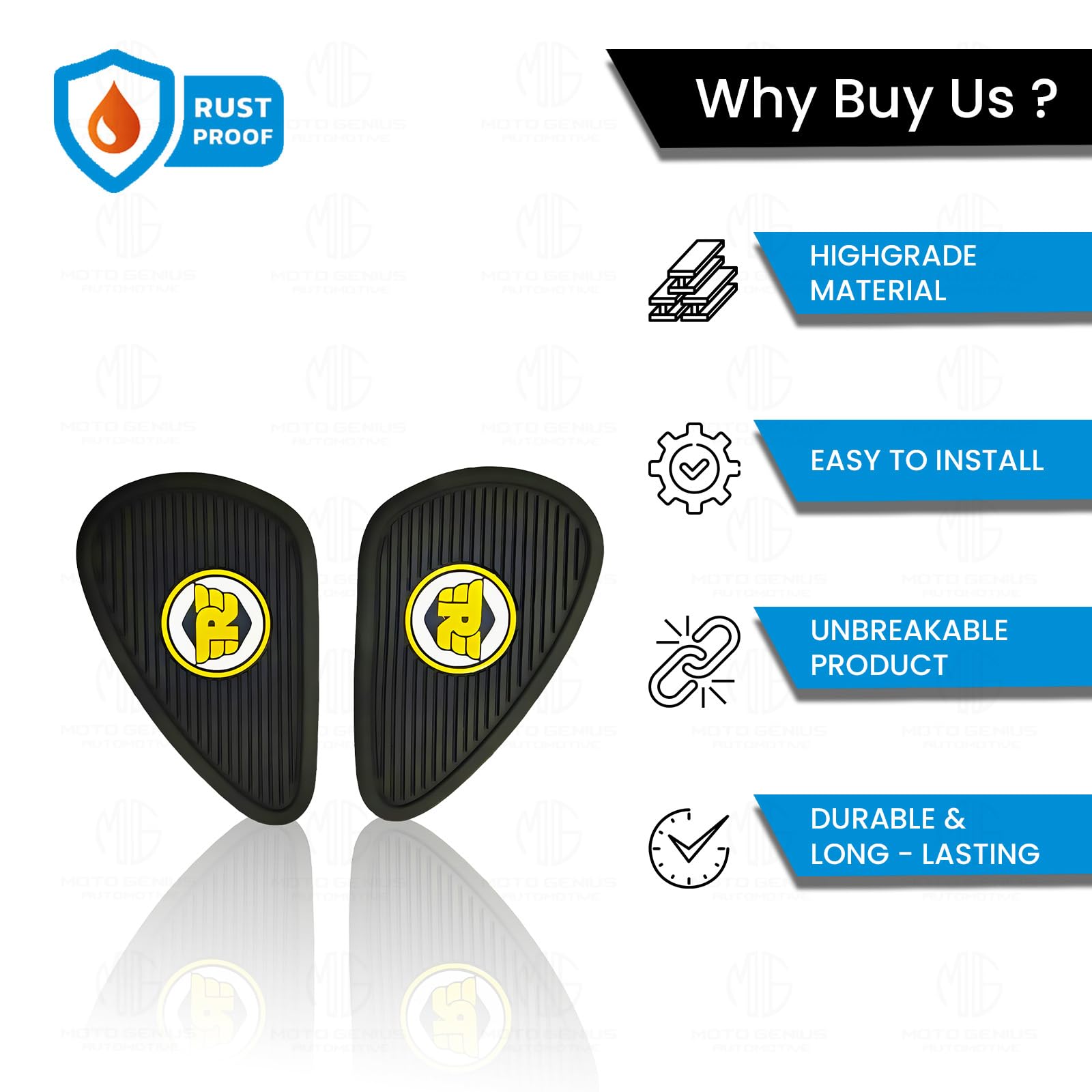 MOTO GENIUS Silicone Tank Pads for RE Interceptor | Premium Tank Protection Pads |Anti-Slip and Scratch-Resistant Design |Stylish and Durable (Pack of 2)