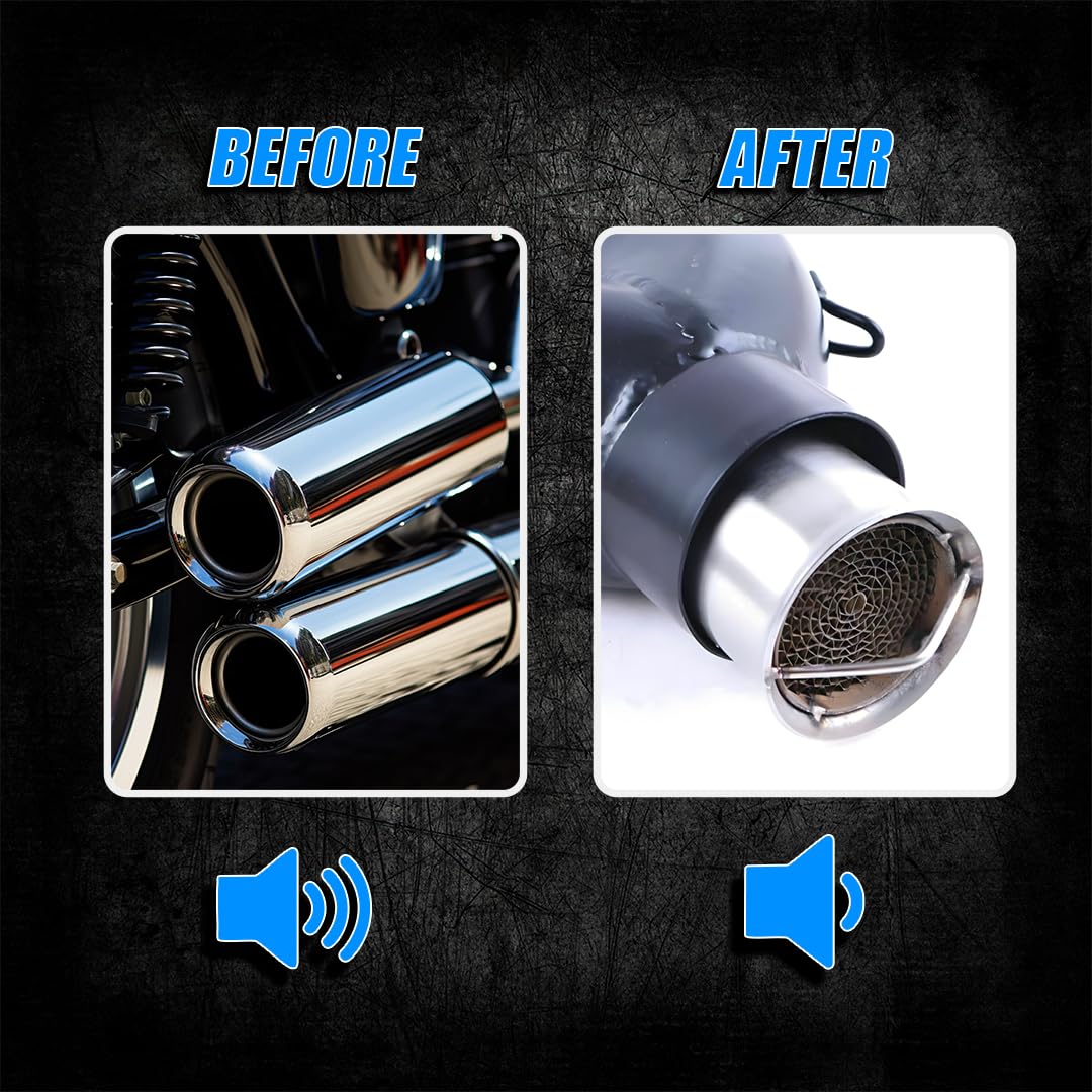 MOTO GENIUS Small 51mm Motorcycle Exhaust DB Killer | Removable Stainless Steel Silencer Muffler Baffle Noise Reducer, Universal Fit