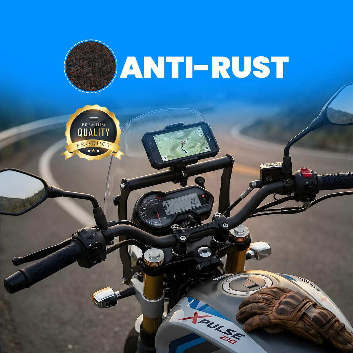 Xpulse 210 Mobile Phone Holder | GPS Mount & Smartphone Holder | Heavy-Duty Metal GPS Frame Bracket | Rust-Resistant Motorcycle Mobile Holder for Navigation