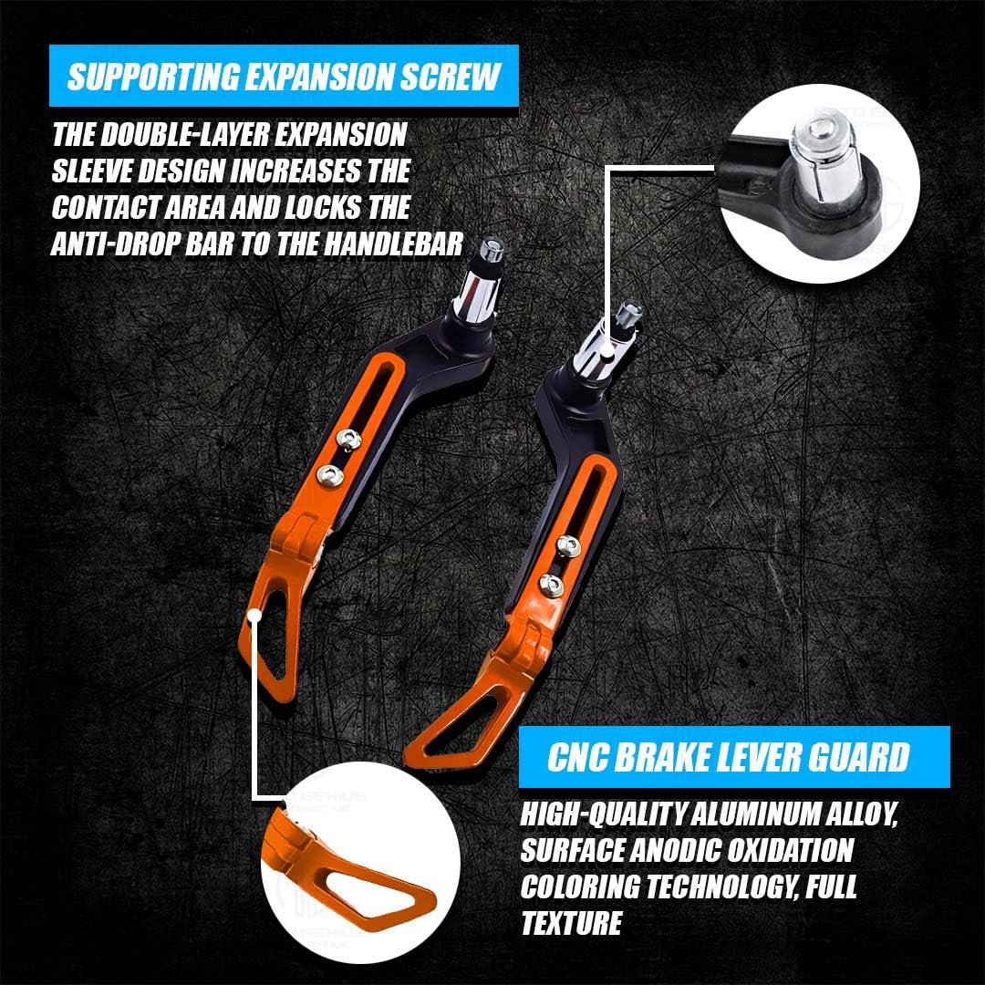 MOTO GENIUS Premium Adjustable CNC Brake Clutch Lever Protector Guard for Motorcycles & Bikes – Universal Fit ()