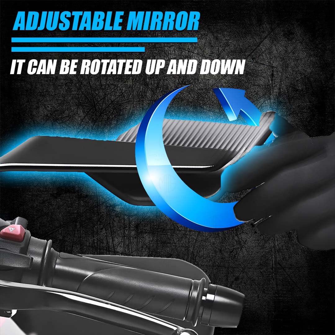 MOTO GENIUS Stealth Max Motorcycle Bar End Side Mirrors, Universal Aluminium Alloy, Compatible with Most Bikes