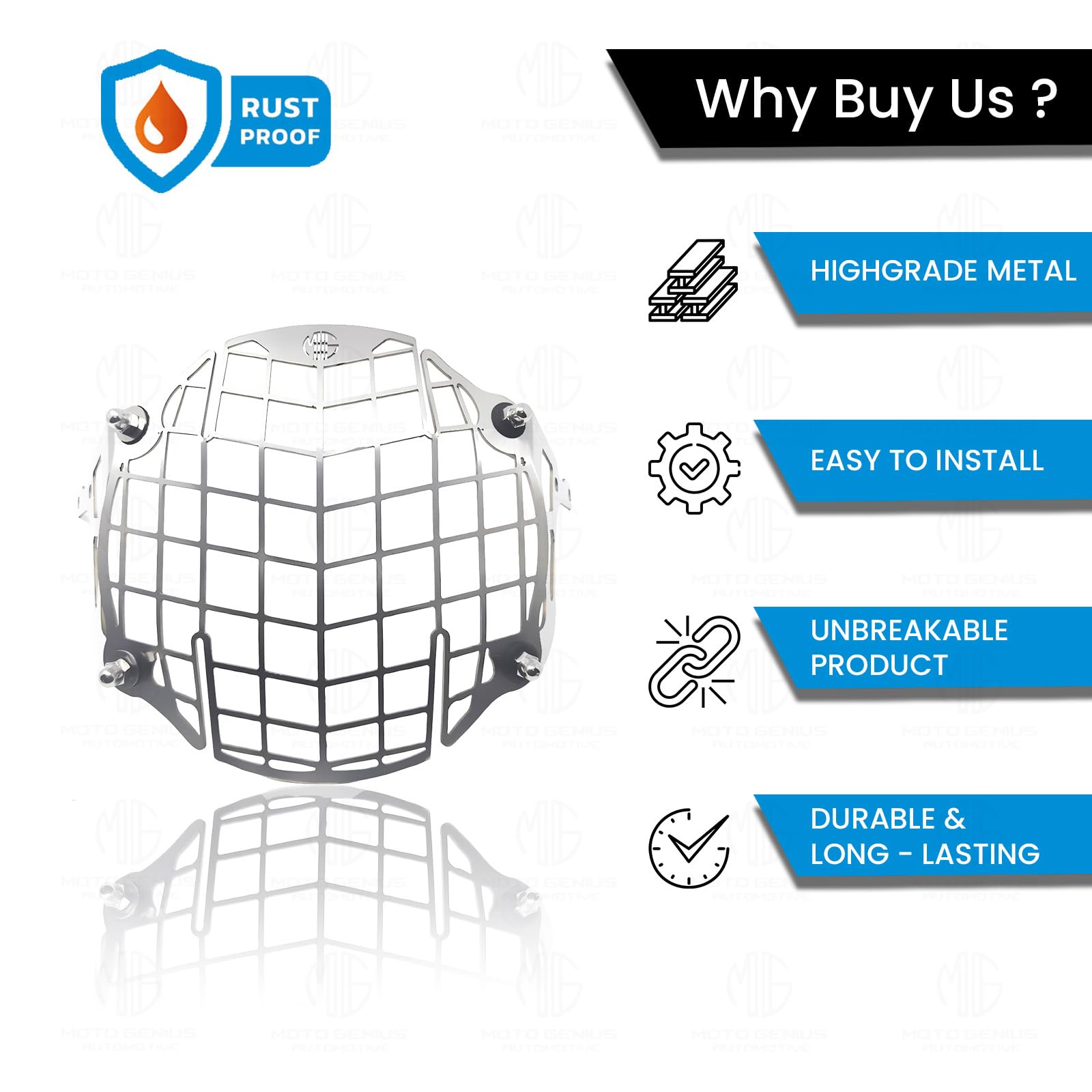 MOTO GENIUS Headlight Grill Guard for RE Himalayan BS3/BS4/BS6/Scram Motorbike | Durable Stainless Steel Protective Cover for Motorcycle Lights