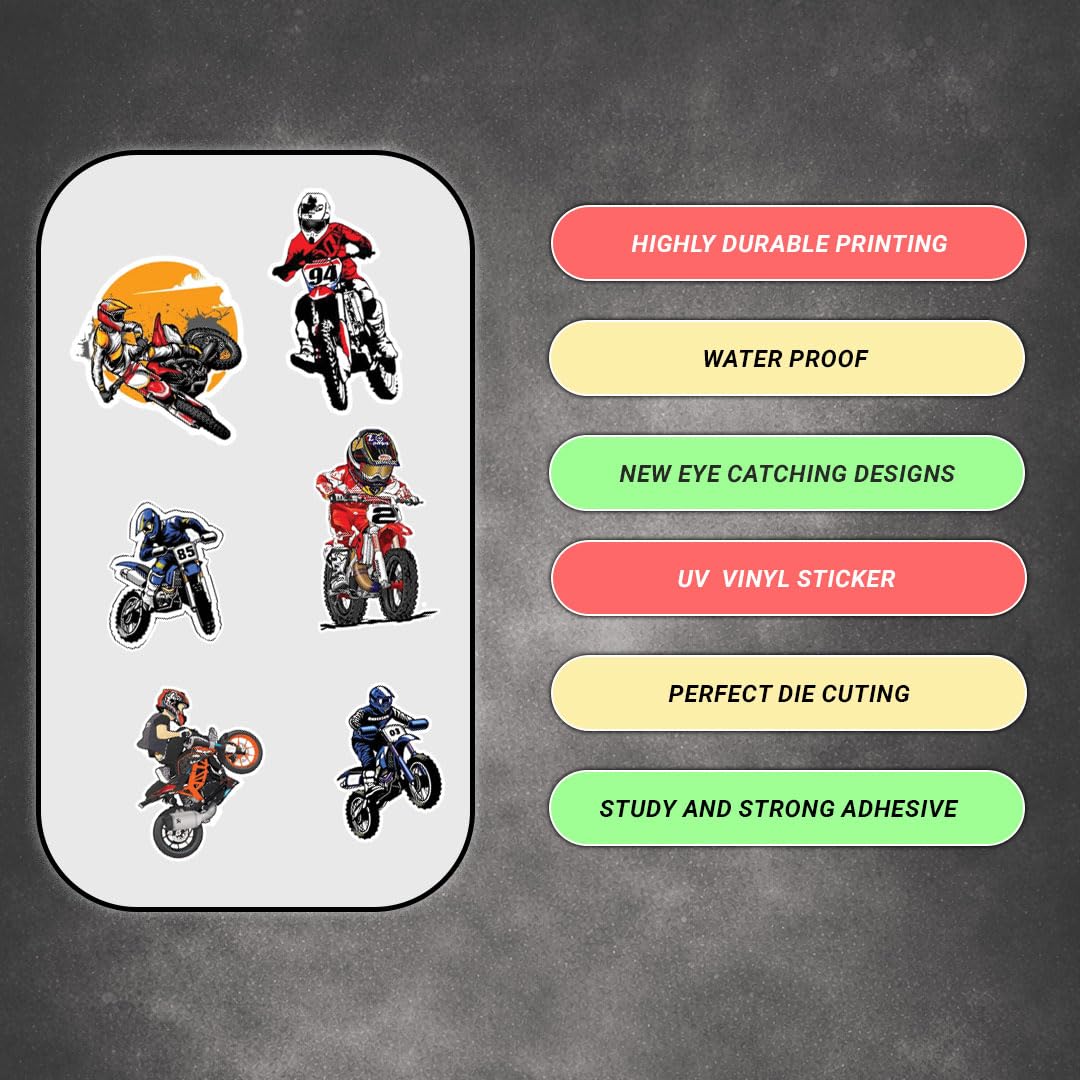 Racing Bike 3D Vinyl Stickers | Waterproof, Fade-Proof, Self-Adhesive Decals for Helmet, Bike, Car, Laptop & Mobile | Sports Bike Graphic Stickers (BIKE1-9PC)