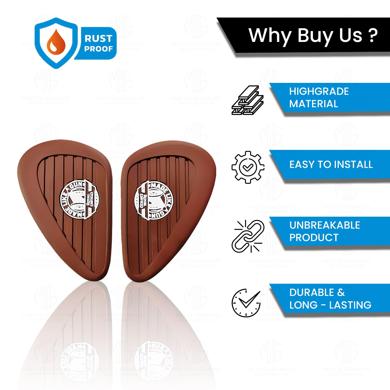 MOTO GENIUS Silicone Tank Pads for RE Interceptor | Premium Tank Protection Pads |Anti-Slip and Scratch-Resistant Design |Stylish and Durable (Pack of 2)