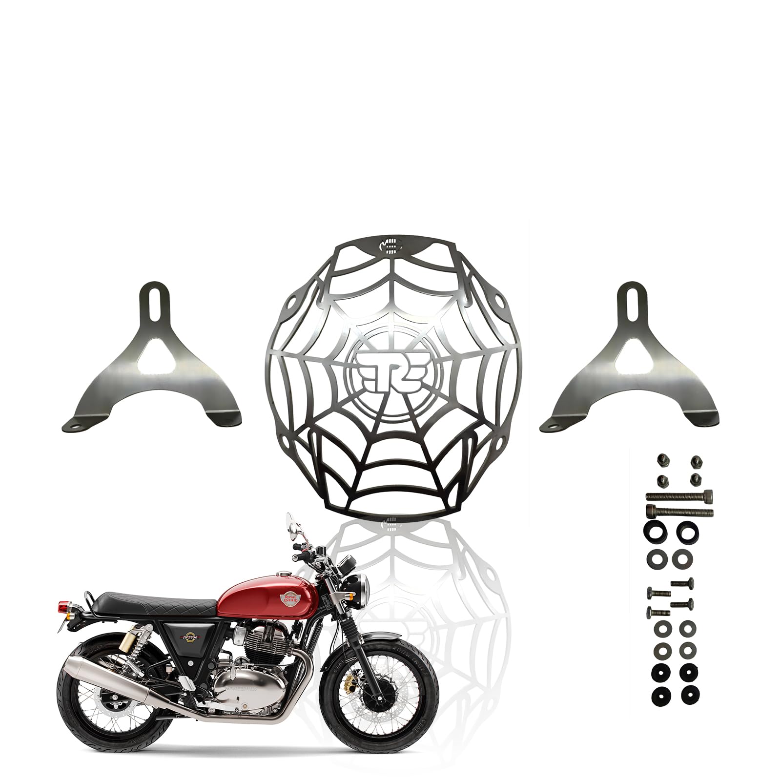 MOTO GENIUS Headlight Grill Guard for RE Interceptor | Durable Stainless Steel Protective Cover for Motorcycle Lights (Honyecomb)