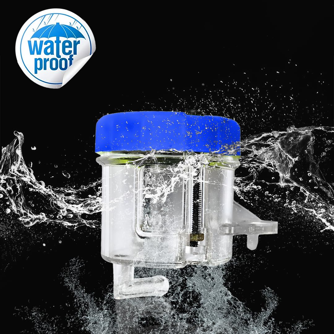 MOTO GENIUS Universal Motorcycle Front Brake Clutch Fluid Reservoir Tank – Durable Plastic Master Cylinder Oil Cup for Hydraulic Brake and Clutch Systems (Blue Transparent)