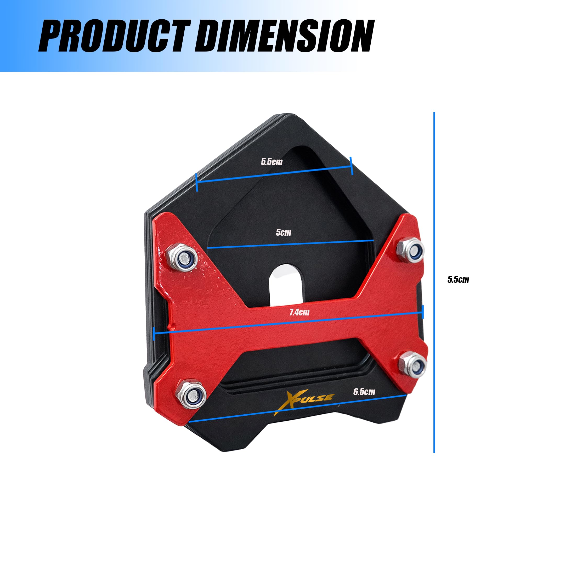 Side Stand Extender for Hero Xpulse 210 Motorbike – Heavy Duty Foot Enlarger Plate | Anti-Slip Parking Support & Stability Enhancer | Red & Black