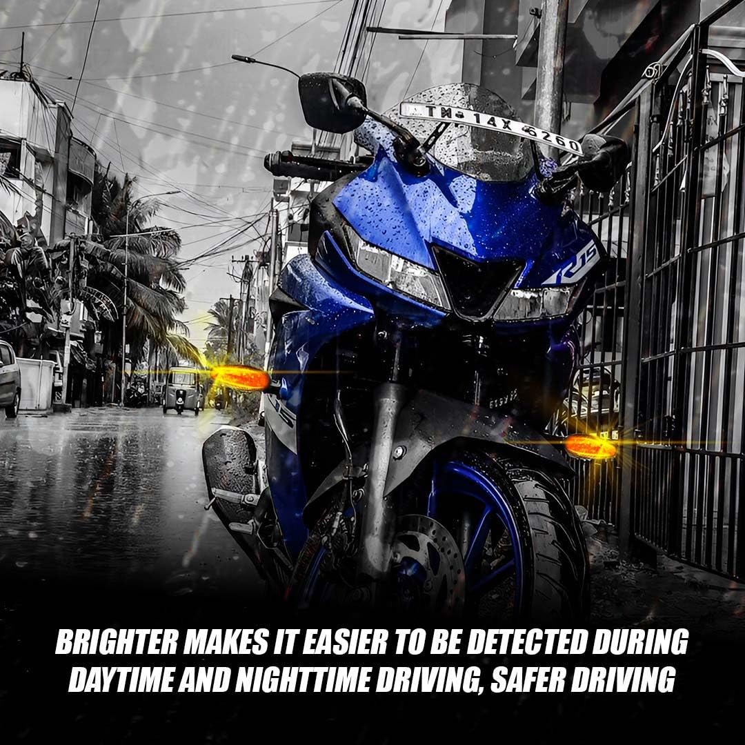 MOTO GENIUS Waterproof Flexible Silicone Rubber LED Indicator Light for FZ, R15, MT15 (BS4 + BS6), Ray Z | Unbreakable, Premium, and Durable Motorcycle Turn Signal Lights (2 Pieces)