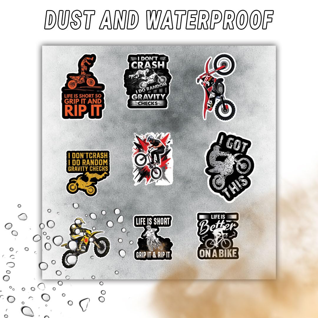 Racing Bike Motivational 3D Vinyl Stickers | Waterproof, Fade-Proof, Self-Adhesive Decals for Helmet, Bike, Car, Laptop and Mobile | Inspirational Racing Quotes Stickers (9 PC)