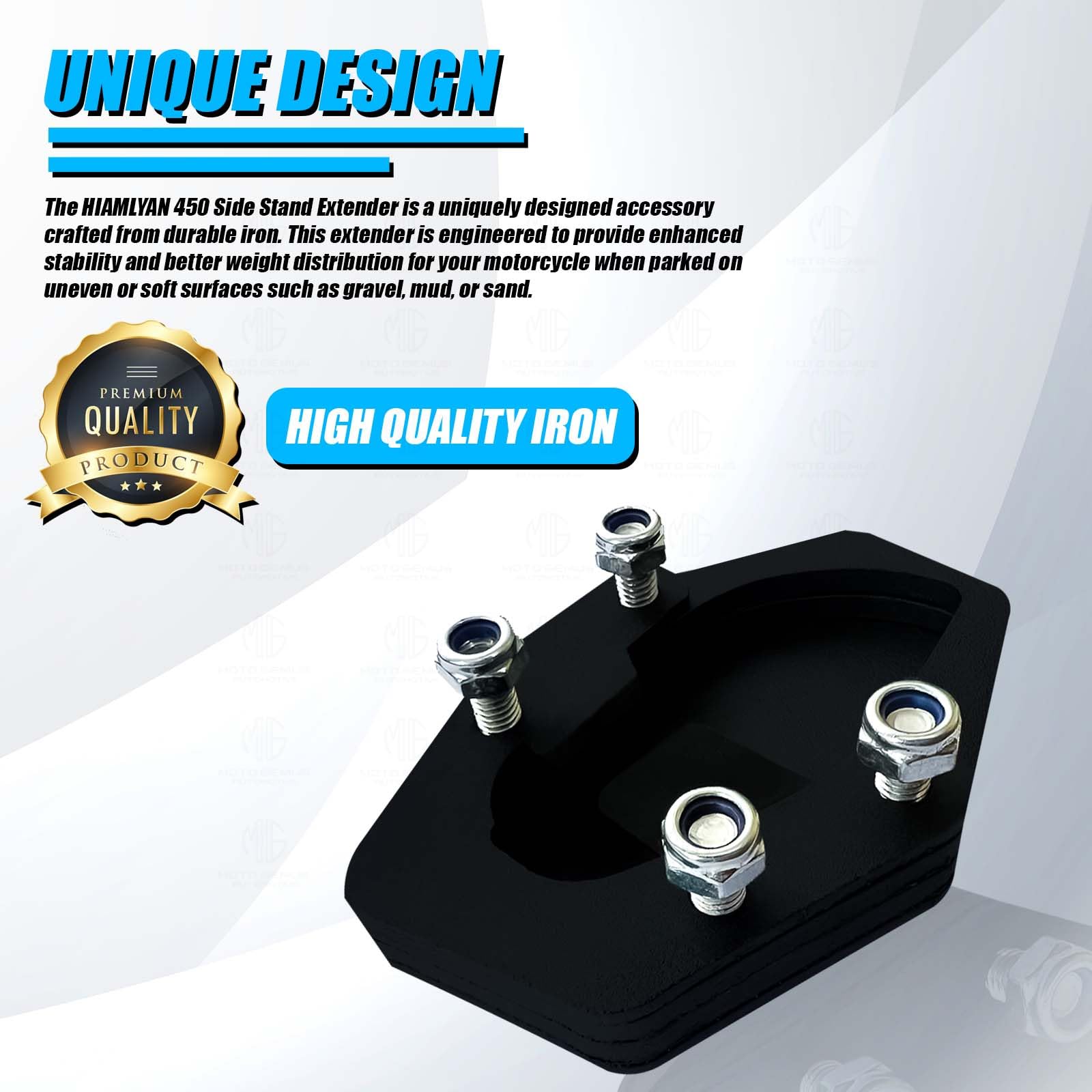 MOTO GENIUS Side Stand Extender for RE Himalayan 450 | Heavy Duty Iron Parking Support & Stability Enhancer for Soft Ground