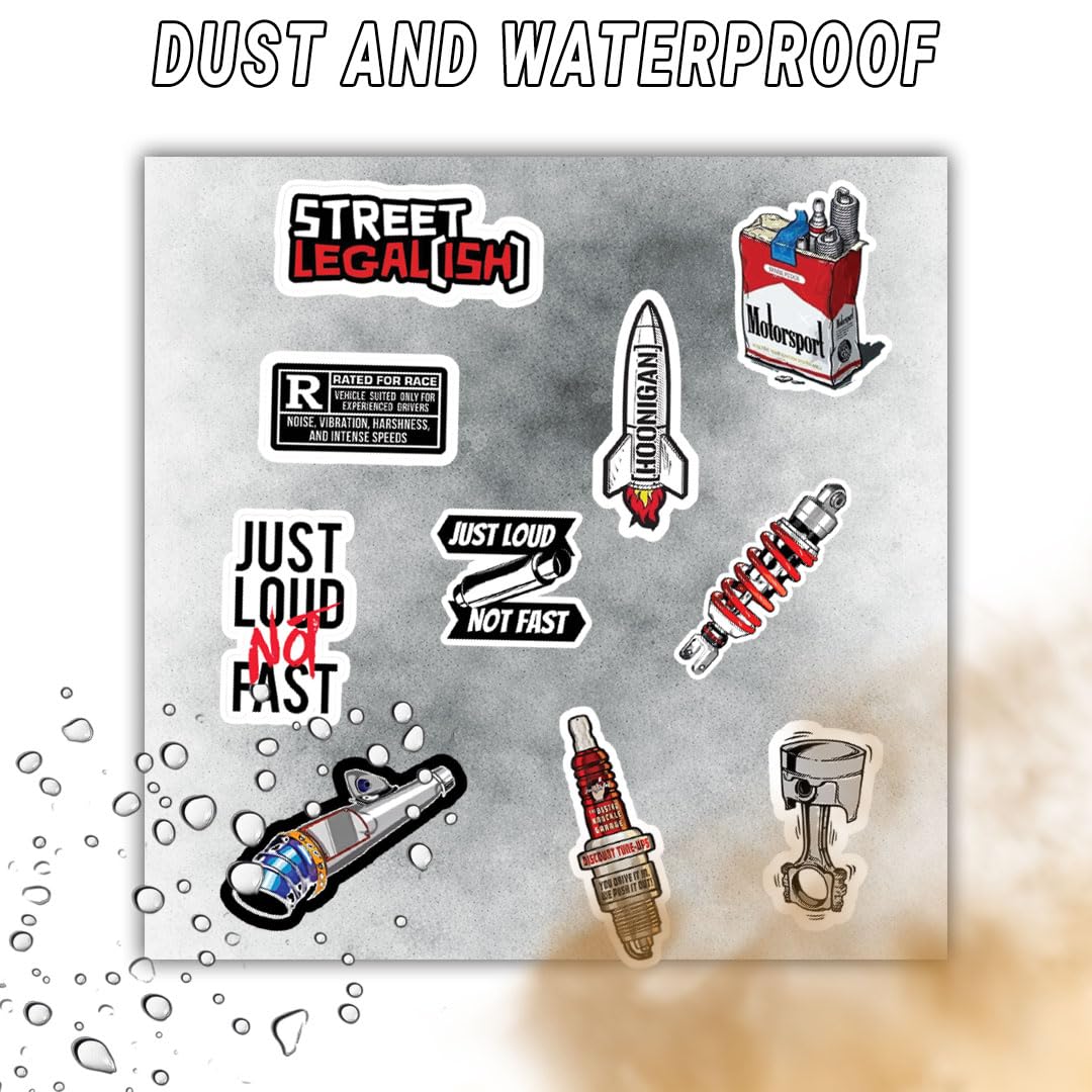 Bike Spare Parts 3D Vinyl Stickers | Waterproof, Fade-Proof, Self-Adhesive Decals for Helmet, Bike, Car, Laptop & Mobile | Mechanical Parts & Garage Style Stickers