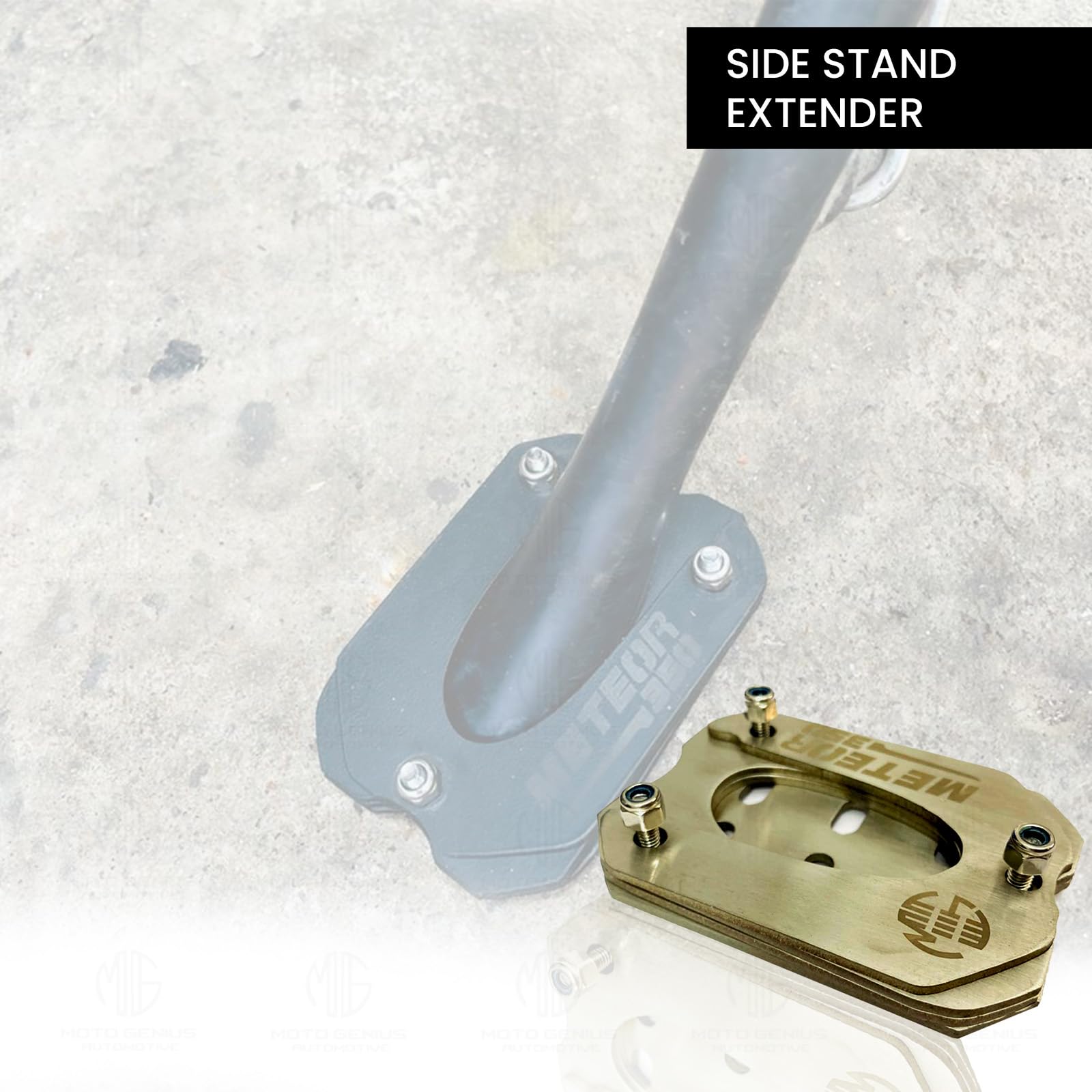 MOTO GENIUS Stainless Steel Side Stand Extender for Meteor 350 Motorbike | Heavy Duty Parking Support and Stability Enhancer (Black)