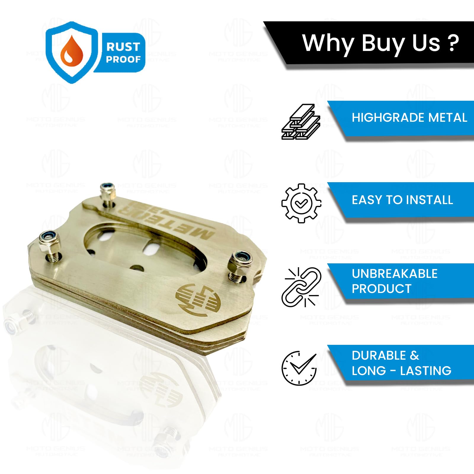 MOTO GENIUS Stainless Steel Side Stand Extender for Meteor 350 Motorbike | Heavy Duty Parking Support and Stability Enhancer (Black)