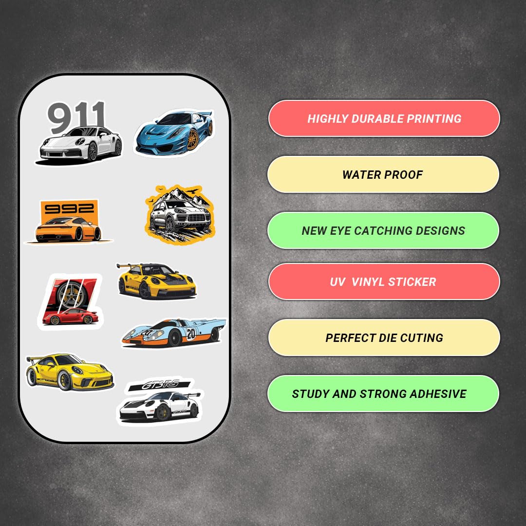 3D Vinyl Car Sticker for Exterior, Waterproof & Fade-Proof Self Adhesive Car Decal for Rear Glass, Bumper, Windshield & Car Styling Accessories (9 PC) (Car14-9PC)