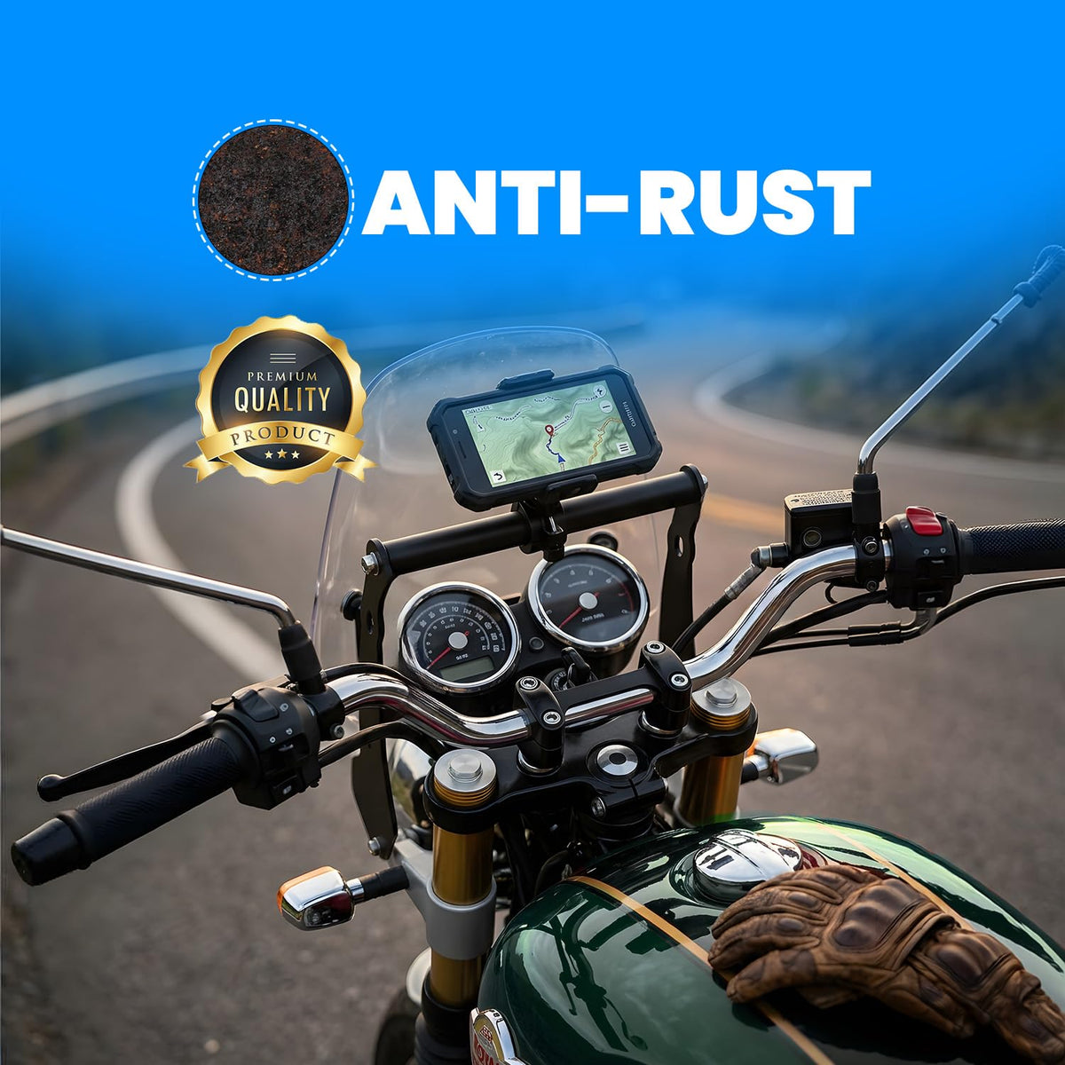 Metal GPS & Mobile Phone Mount Bracket Compatible with RE Interceptor 650, Heavy-Duty Motorcycle Navigation Holder, Handlebar Mounting Stand