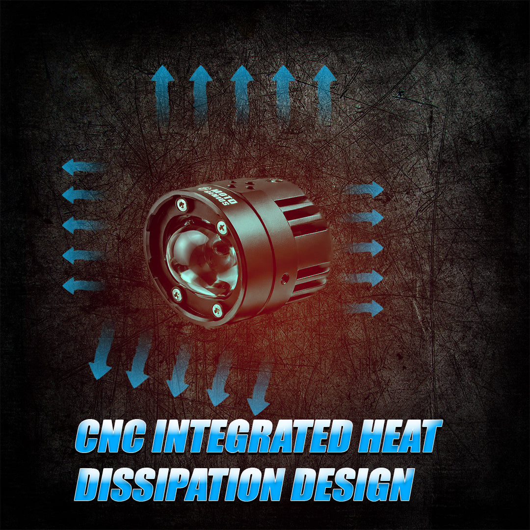 VK G10 80W LED Motorcycle Fog Light with Wiring Harness & Switch, Dual Beam High Low White Yellow Auxiliary Spotlight, 12V–36V Waterproof IP67 for Bike, Scooter, Electric Vehicle (Pack of 2)