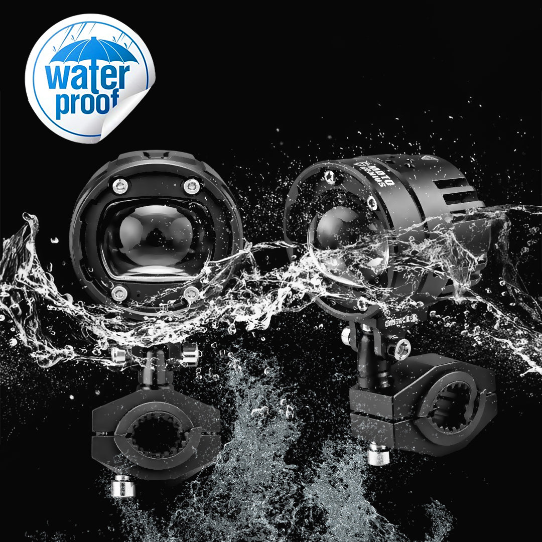 VK G10 80W LED Motorcycle Fog Light with Wiring Harness & Switch, Dual Beam High Low White Yellow Auxiliary Spotlight, 12V–36V Waterproof IP67 for Bike, Scooter, Electric Vehicle (Pack of 2)