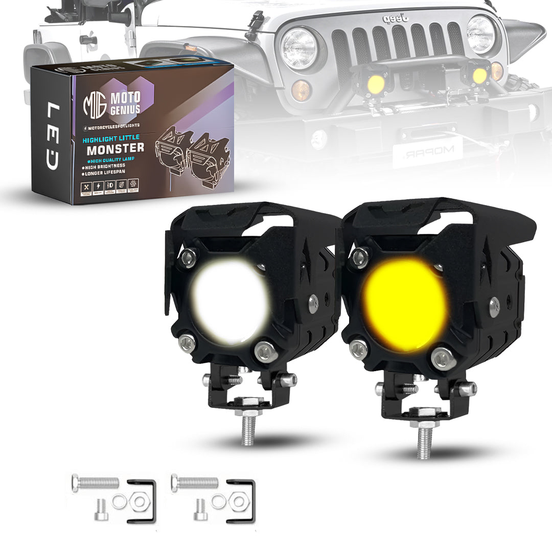 9X-190 WITHOUT HARNESS Single LED Auxiliary Fog Light for Motorcycles & Cars — Universal Fit (MGF2)