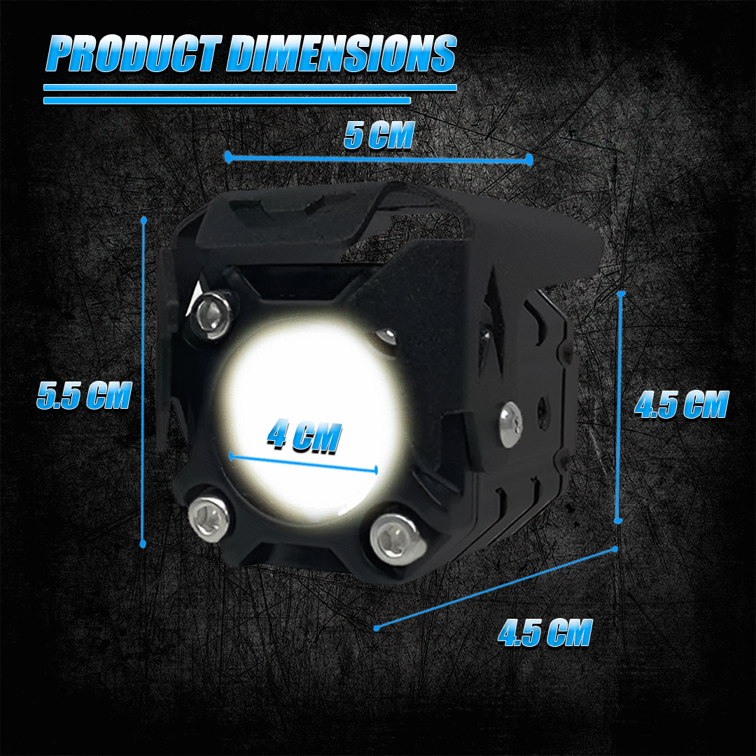 9X-190 WITHOUT HARNESS Single LED Auxiliary Fog Light for Motorcycles & Cars — Universal Fit (MGF2)