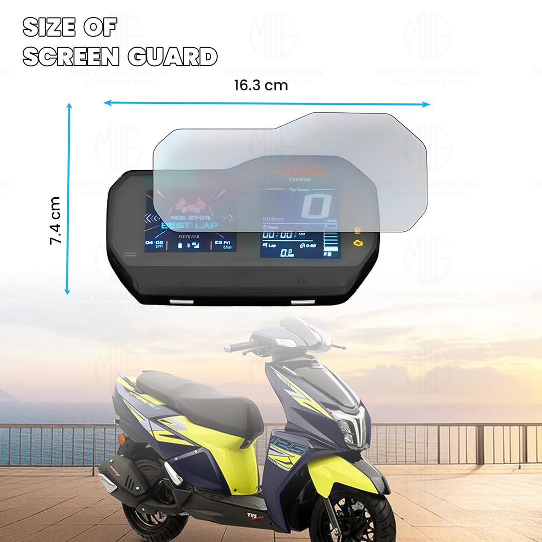 9H Nano Glass Screen Protector for TVS NTORQ Speedometer, Scratch Resistant, Anti Fingerprint, HD Clarity, Easy Application-Transparent - Moto Genius