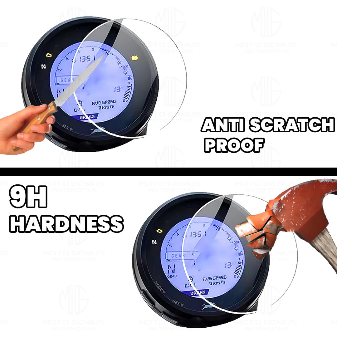 9H Nano Glass Screen Protector for TVS NTORQ Speedometer, Scratch Resistant, Anti Fingerprint, HD Clarity, Easy Application-Transparent - Moto Genius
