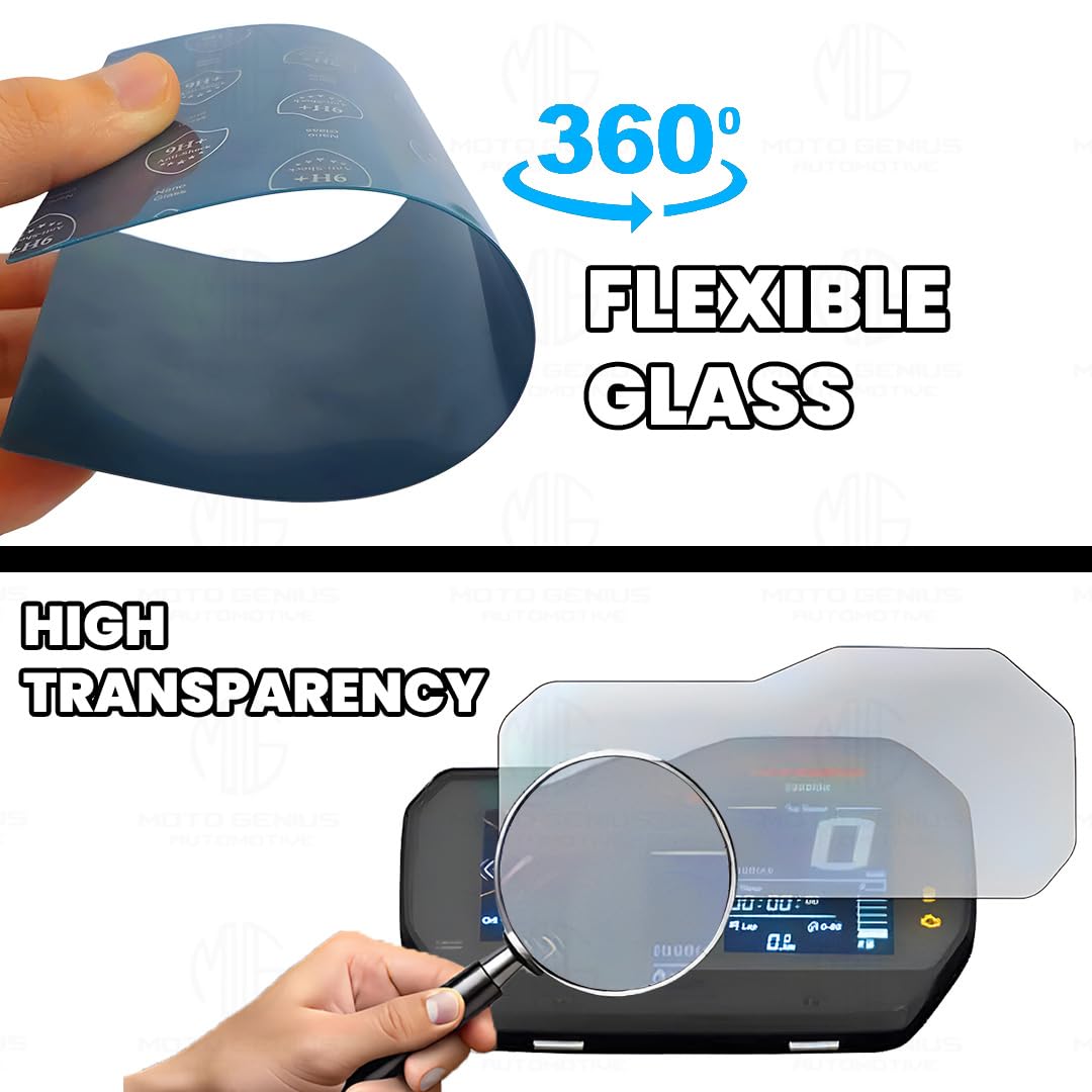 9H Nano Glass Screen Protector for TVS NTORQ Speedometer, Scratch Resistant, Anti Fingerprint, HD Clarity, Easy Application-Transparent - Moto Genius