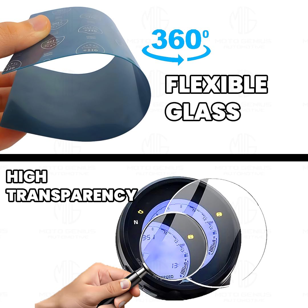 9H Nano Glass Screen Protector for TVS NTORQ Speedometer, Scratch Resistant, Anti Fingerprint, HD Clarity, Easy Application-Transparent - Moto Genius