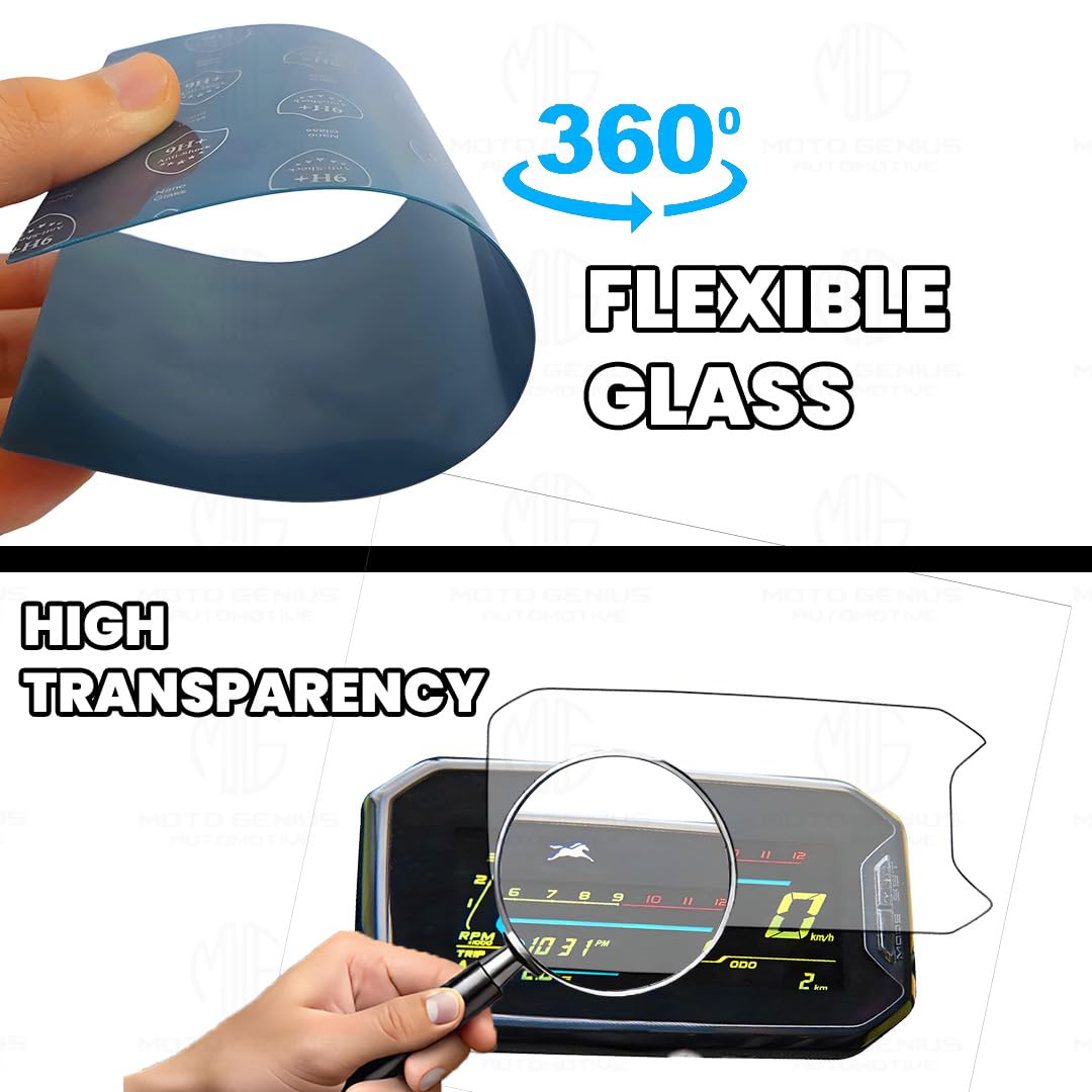 9H Nano Glass Screen Protector for TVS NTORQ Speedometer, Scratch Resistant, Anti Fingerprint, HD Clarity, Easy Application-Transparent - Moto Genius