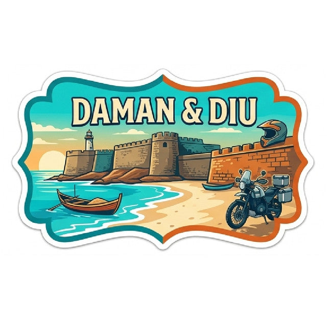Daman-Diu 3D Vinyl Sticker Waterproof Decals for Motorcycle, Helmet & Laptop | Edgy Aesthetic Stickers for Bikes and cars