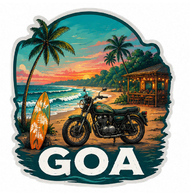 Goa 3D Vinyl Sticker Waterproof Decals for Motorcycle, Helmet & Laptop | Edgy Aesthetic Stickers for Bikes and cars