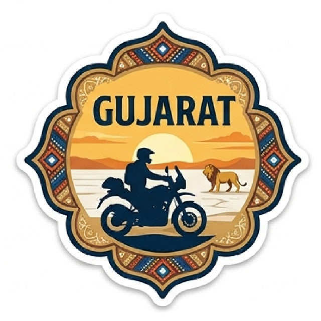 Gujarat 3D Vinyl Sticker Waterproof Decals for Motorcycle, Helmet & Laptop | Edgy Aesthetic Stickers for Bikes and cars