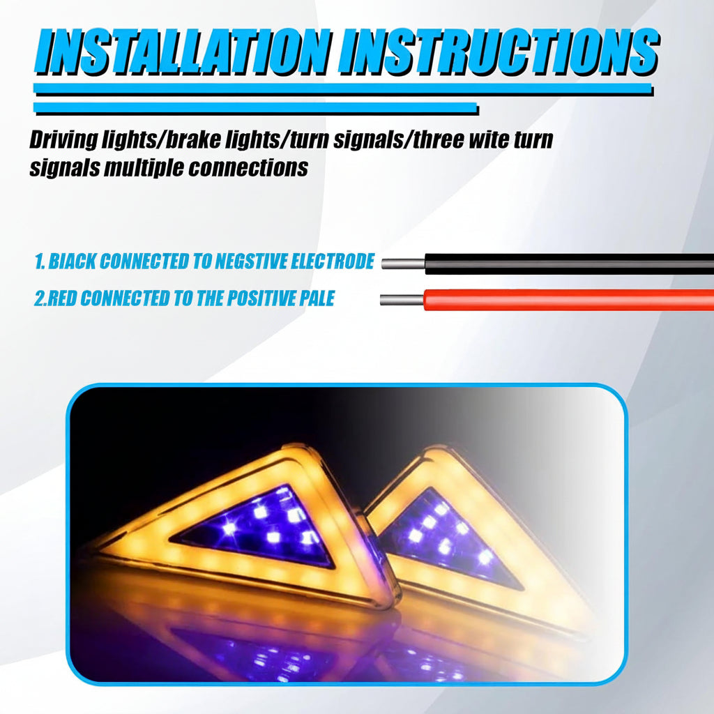 Motorcycle LED Body Indicator Lights with DRL for R15, CBR 150R/250, Ninja 250 | Triangle Side Body Turn Signals, Waterproof & Durable (Pack of 2)