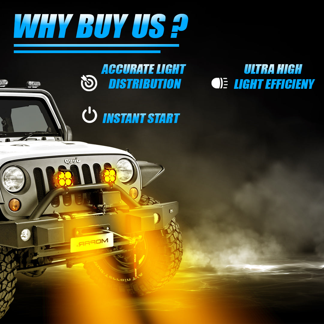 Moto Genius JX-30 60W piece 4-Lens LED Auxiliary Fog Light for Motorcycles & Cars | Universal Fit | High Brightness | Waterproof | Night & Fog Riding