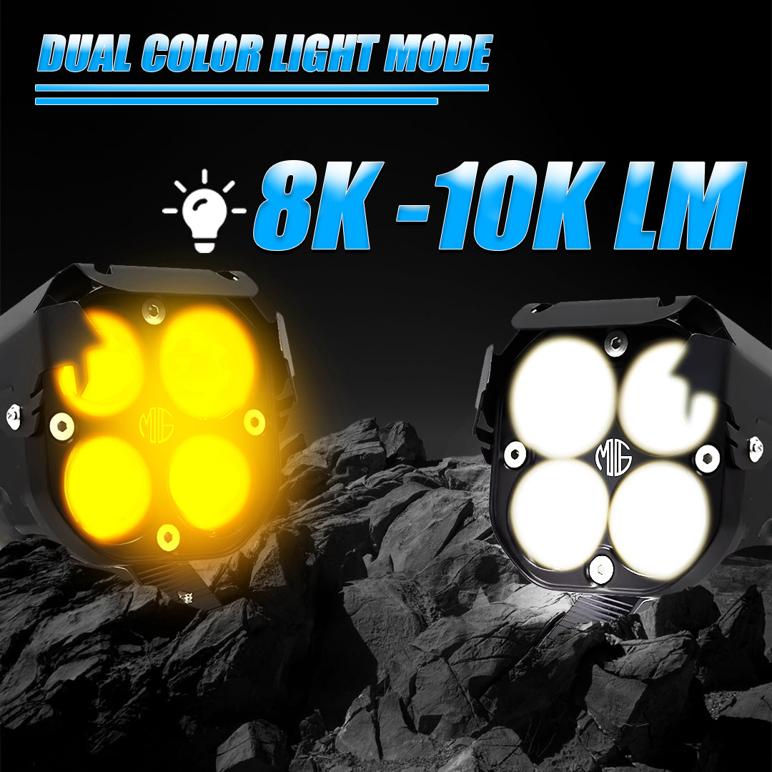 Moto Genius JX-30 60W piece 4-Lens LED Auxiliary Fog Light for Motorcycles & Cars | Universal Fit | High Brightness | Waterproof | Night & Fog Riding