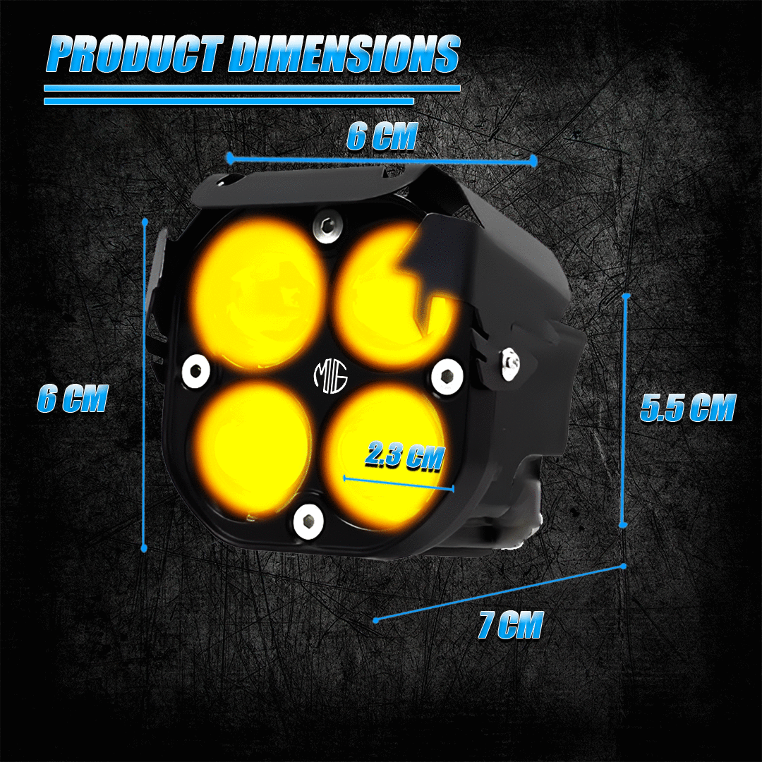 Moto Genius JX-30 60W piece 4-Lens LED Auxiliary Fog Light for Motorcycles & Cars | Universal Fit | High Brightness | Waterproof | Night & Fog Riding