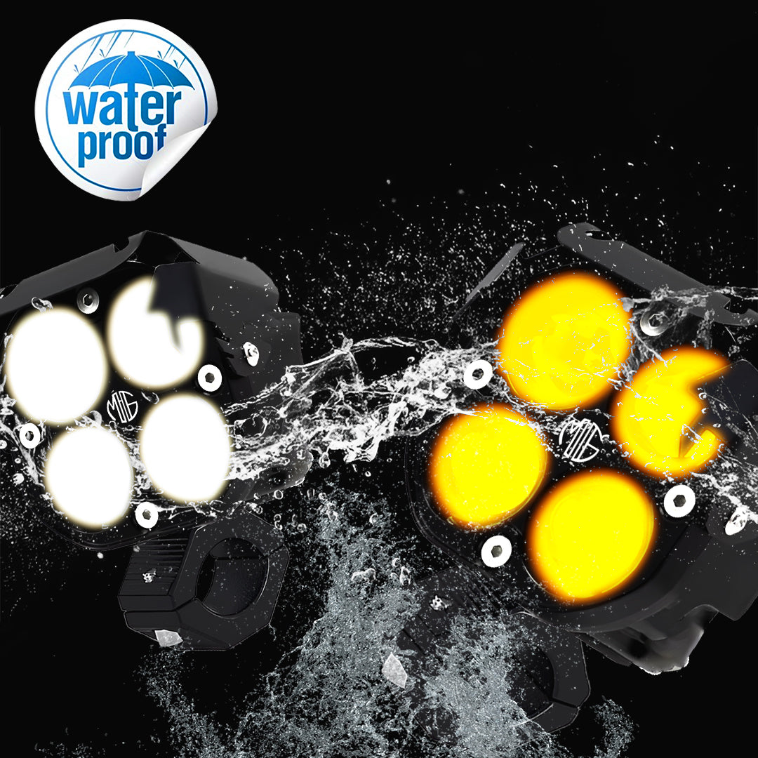 Moto Genius JX-30 60W piece 4-Lens LED Auxiliary Fog Light for Motorcycles & Cars | Universal Fit | High Brightness | Waterproof | Night & Fog Riding
