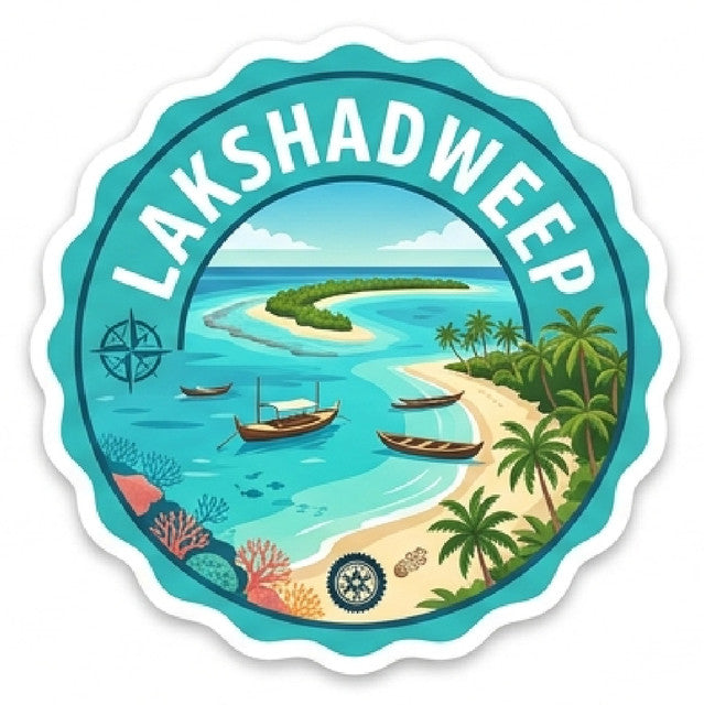 Lakshadweep 3D Vinyl Sticker Waterproof Decals for Motorcycle, Helmet & Laptop | Edgy Aesthetic Stickers for Bikes and cars
