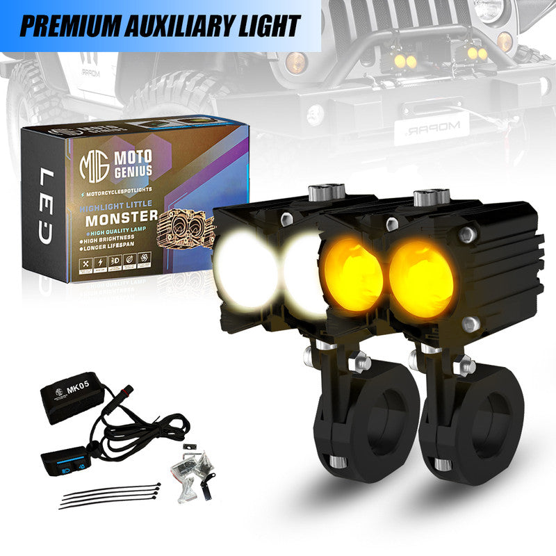 MK-05 80W Dual Fog Light with Harness | High-Power Illumination | Easy Mount for Motorcycles, Scooters & ATVs | Maximum Road Clarity(Pack of 2) (MGF3)