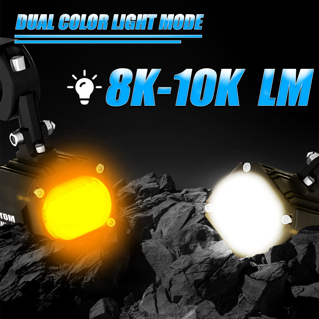 MK07 WITH HARNESS 80W piece High-Performance LED Auxiliary Fog Light | Single Lens | Yellow Low Beam & White High Beam | With Wiring Harness & Switch(Pack of 2) (MGF3)