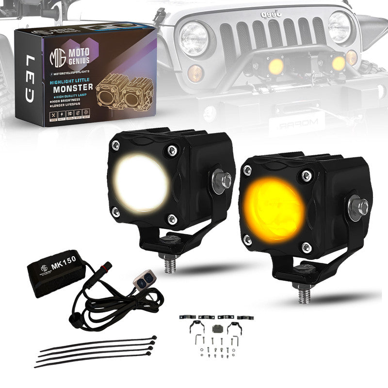MK150 Fog Light | Powerful LED International Range | Waterproof & Durable | Easy Mount for Motorcycles | Available at Bikers Shoppee (Pack of 2) (MGF3)