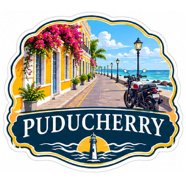 Puducherry 3D Vinyl Sticker Waterproof Decals for Motorcycle, Helmet & Laptop | Edgy Aesthetic Stickers for Bikes and cars