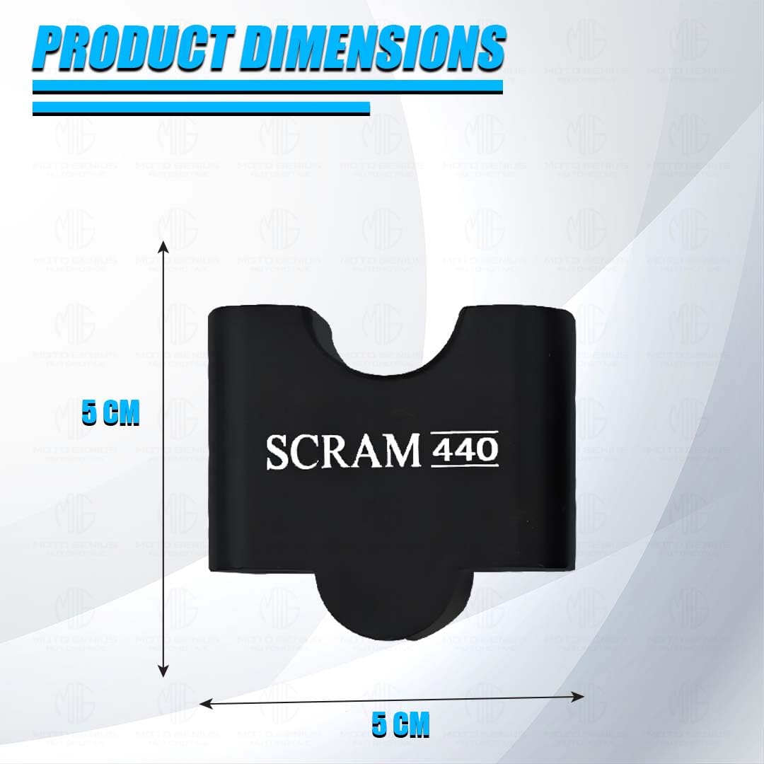 Black product with 'SCRAM 440' branding and dimensions on a white background